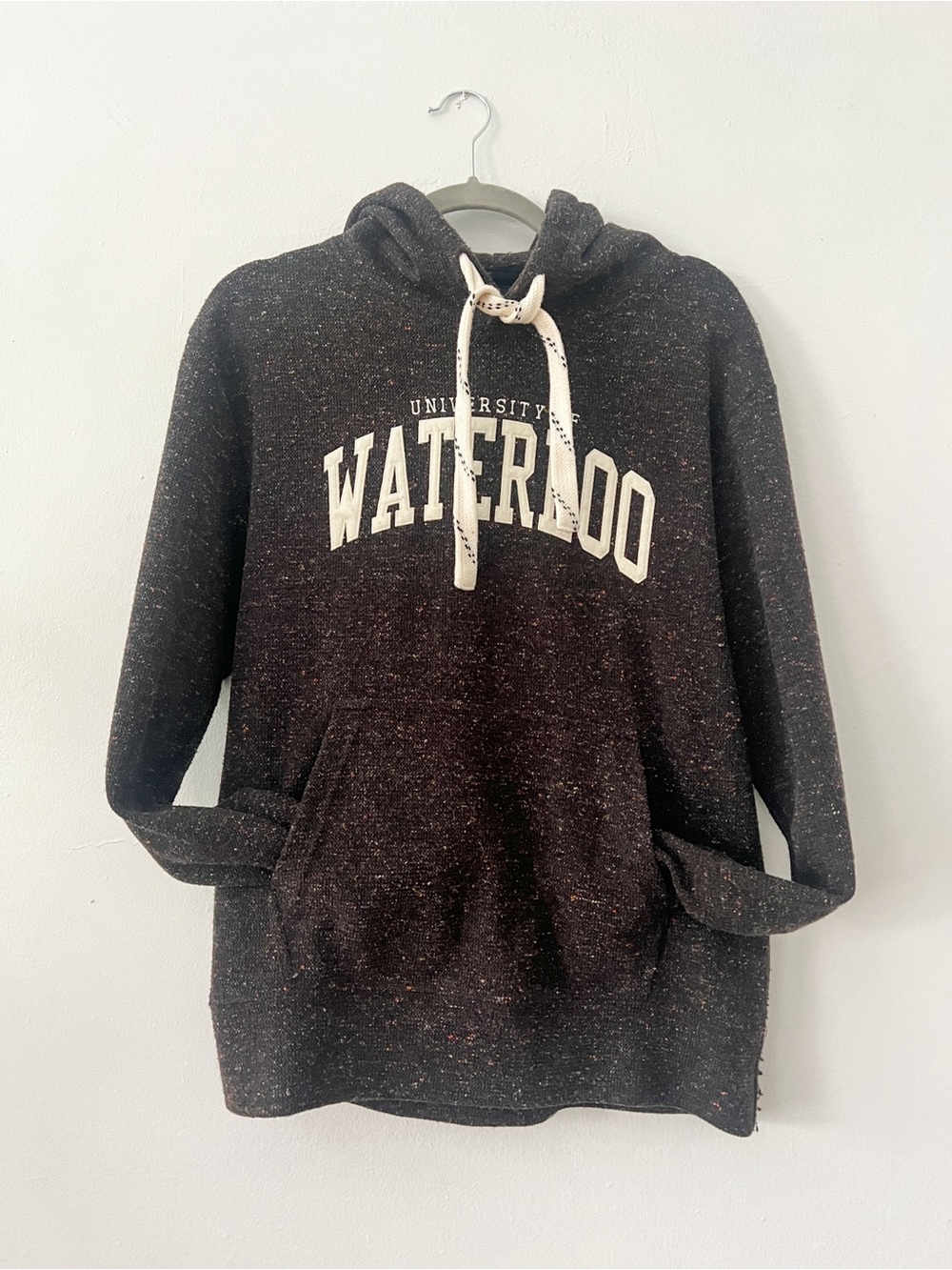 U Waterloo Brown Speckled Hoodie L